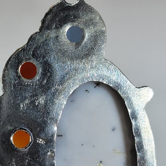 Gemstone Pendant Necklace – Opal, Carnelian & Chalcedony + 20" Silver Chain - Picture 6 of 10